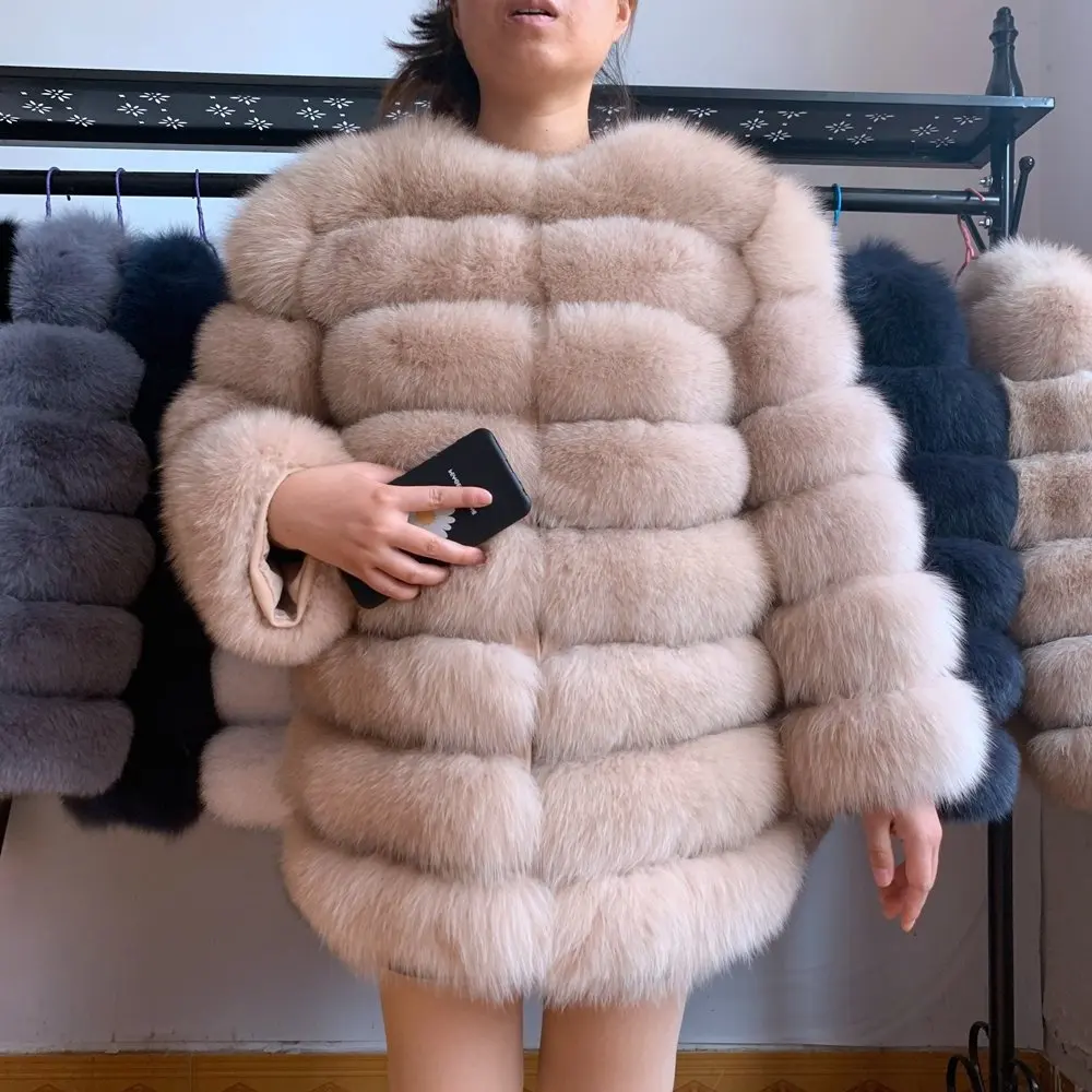

2023Real fur,70CM 4in1 New Free Shipping New Fashion Women Fashion Real Natural Fox Fur Long Coat Jacket for Winter Warm Over Co