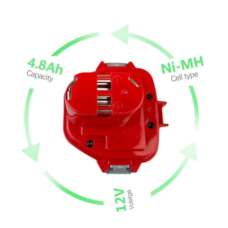 12V 4800mAh Ni-CD Power Tool Rechargeable Battery for Makita 8270D 6317D 6271D 6270D 6227D 1220 1222 1233S 1235
12V 4800mAh Ni-CD Power Tool Rechargeable Battery for Makita 8270D 6317D 6271D 6270D 6227D 1220 1222 1233S 1235