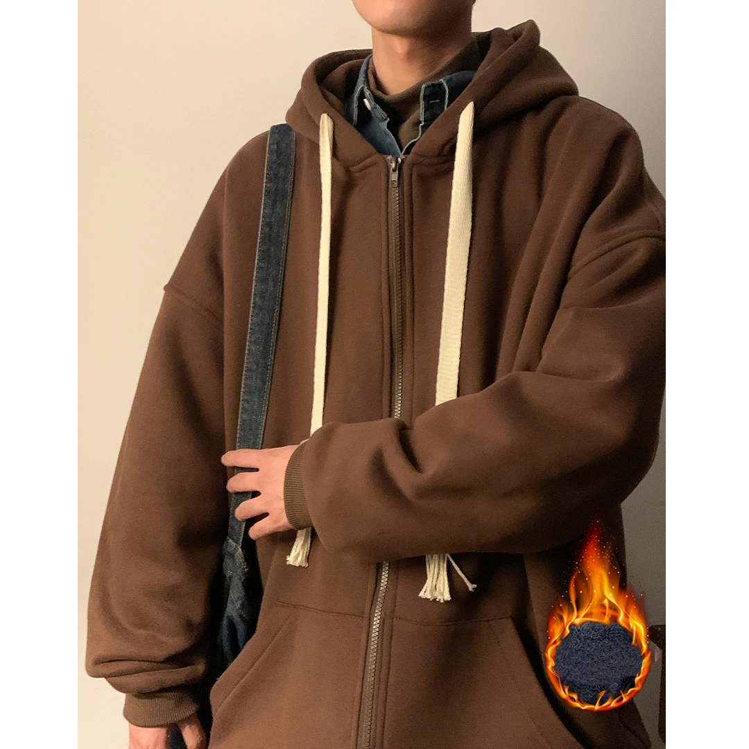 Men Winter Hoodies Fleece Solid Color Female Cardigan Unisex Thickening Warm Outwear
Men Winter Hoodies Fleece Solid Color Female Cardigan Unisex Thickening Warm Outwear