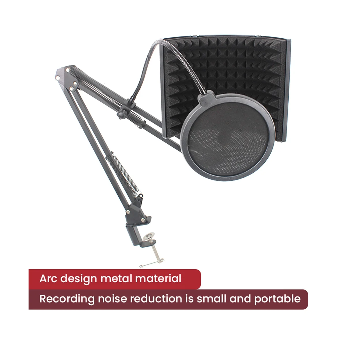 

Mini Microphone Windscreen 3 Panels Foldable Acoustic Screen Foam with Stand for Recording Live Broadcast LO-PS58