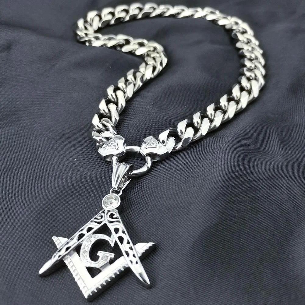 

Men Women The Freemasonry Masonic Mason Pendant One Lap Chain Stainless Steel Burnishing Necklace