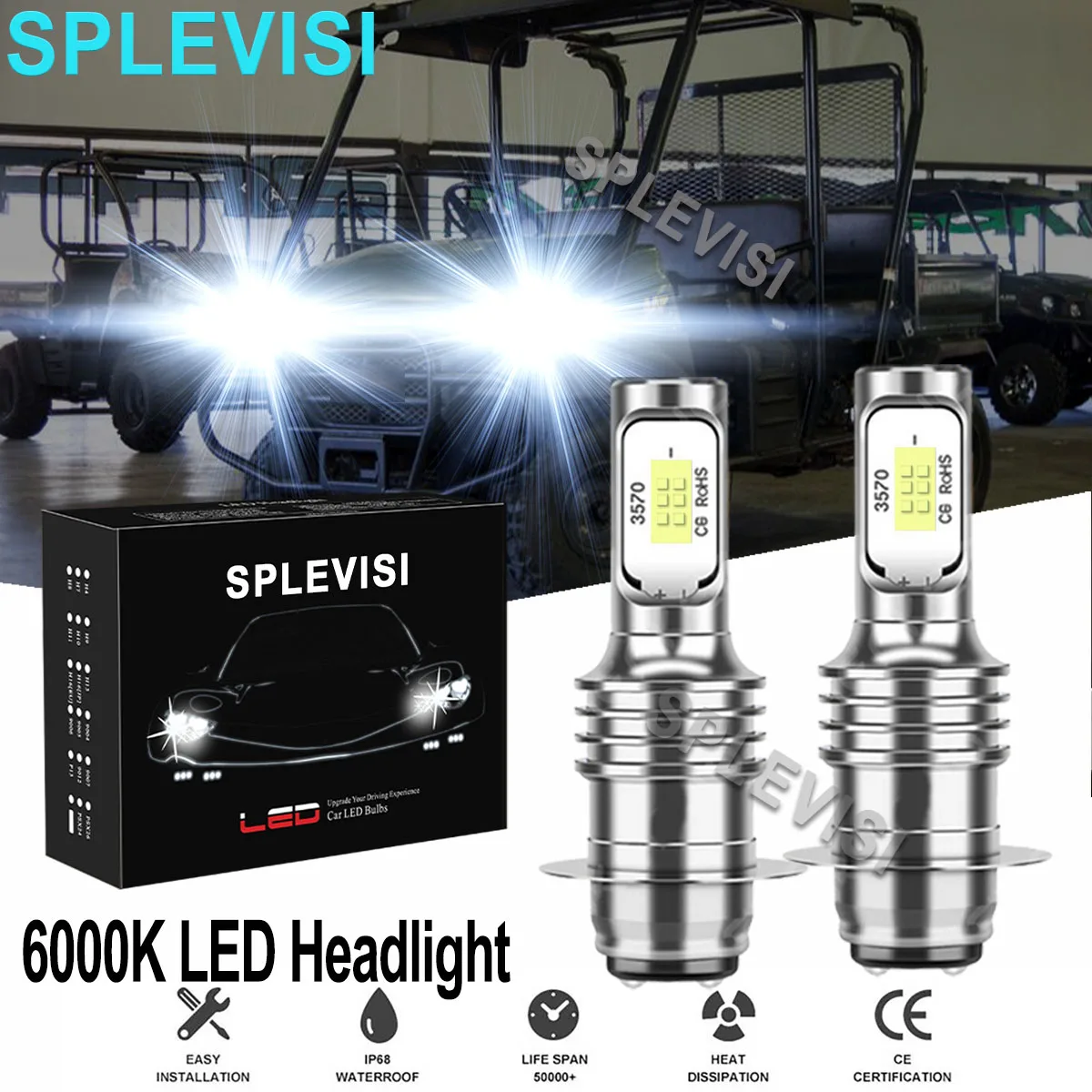 2x70W 6000K White LED Headlight Bulbs For Kawasaki Mule 3000 2003-2008 3010 2003-2008 4000 2010-2011 600 2005-2007 610 2005-2011 
2x70W 6000K White LED Headlight Bulbs For Kawasaki Mule 3000 2003-2008 3010 2003-2008 4000 2010-2011 600 2005-2007 610 2005-2011