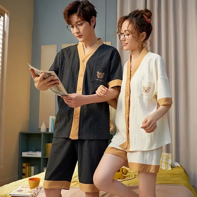 

Shorts Leisure Summer Couple Cotton Pijamas Young Sets Soft 2023 New Lovers Homewear Fashion And Pajama Man for