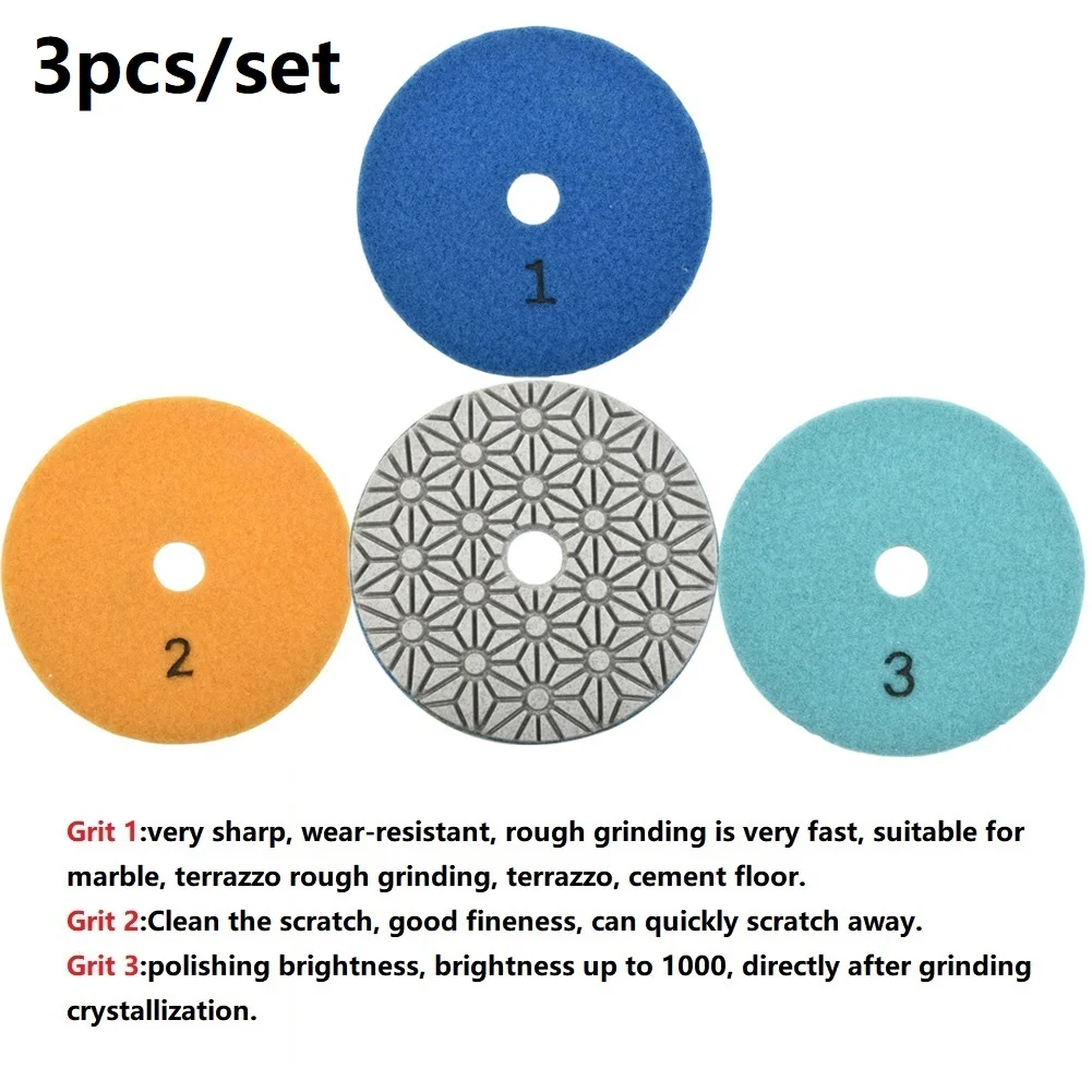 Tool Polishing Pads Parts Exquisite 100mm 3pcs 4 Inch Accessories Stone Concrete + Resin Powder
Tool Polishing Pads Parts Exquisite 100mm 3pcs 4 Inch Accessories Stone Concrete + Resin Powder