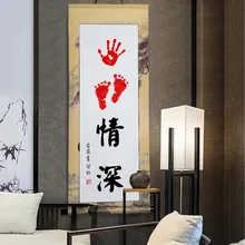 Babys Birthday Commemorative Gifts Solid Wood Scroll Hand Foot Prints Picture Calligraphy And Painting Home Wall Decor Interior