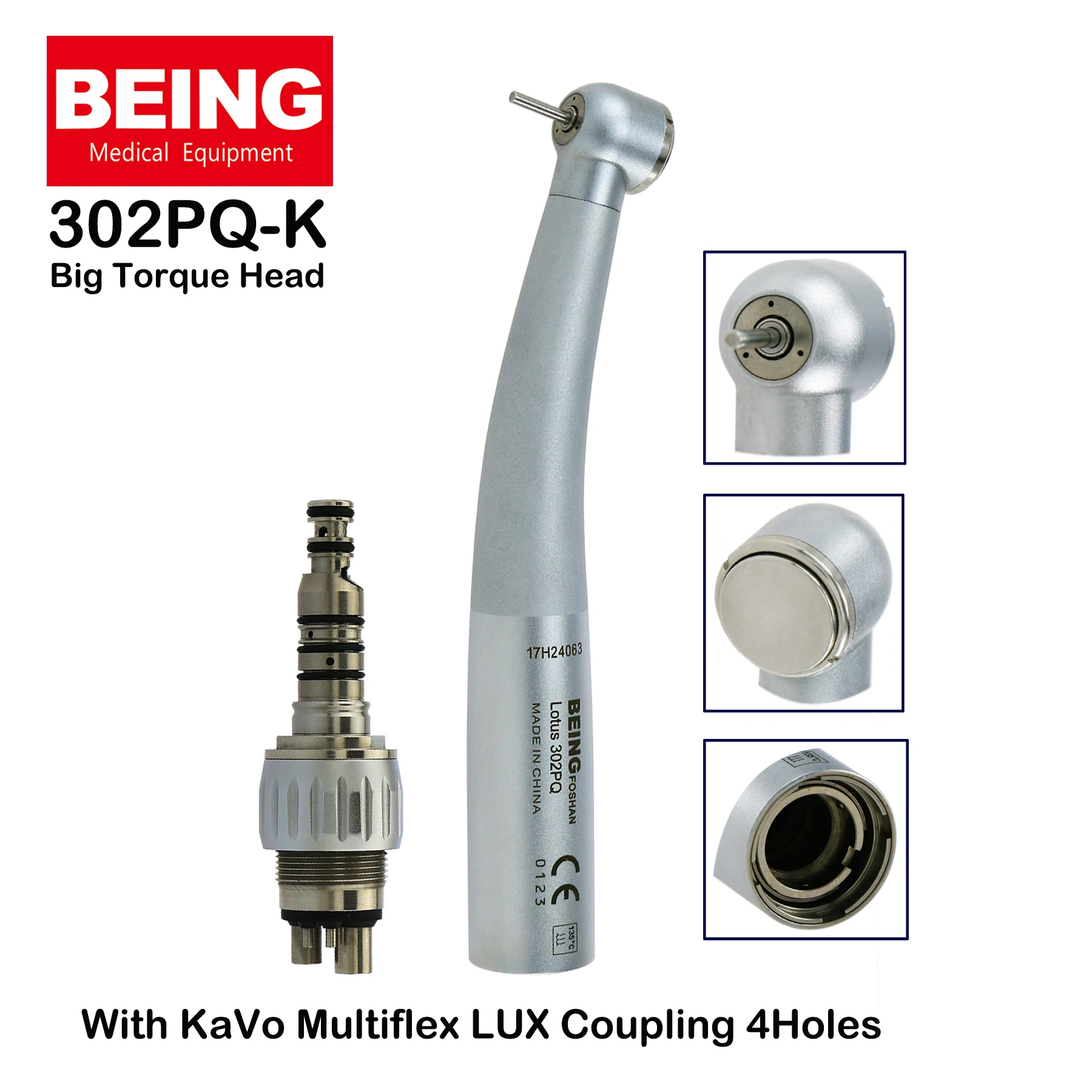 BEING Dental High Speed Air Turbine Big Torque Head Handpiece 302PQ-K With KAVO Multiflex LUX Coupler Coupling 4Holes
BEING Dental High Speed Air Turbine Big Torque Head Handpiece 302PQ-K With KAVO Multiflex LUX Coupler Coupling 4Holes