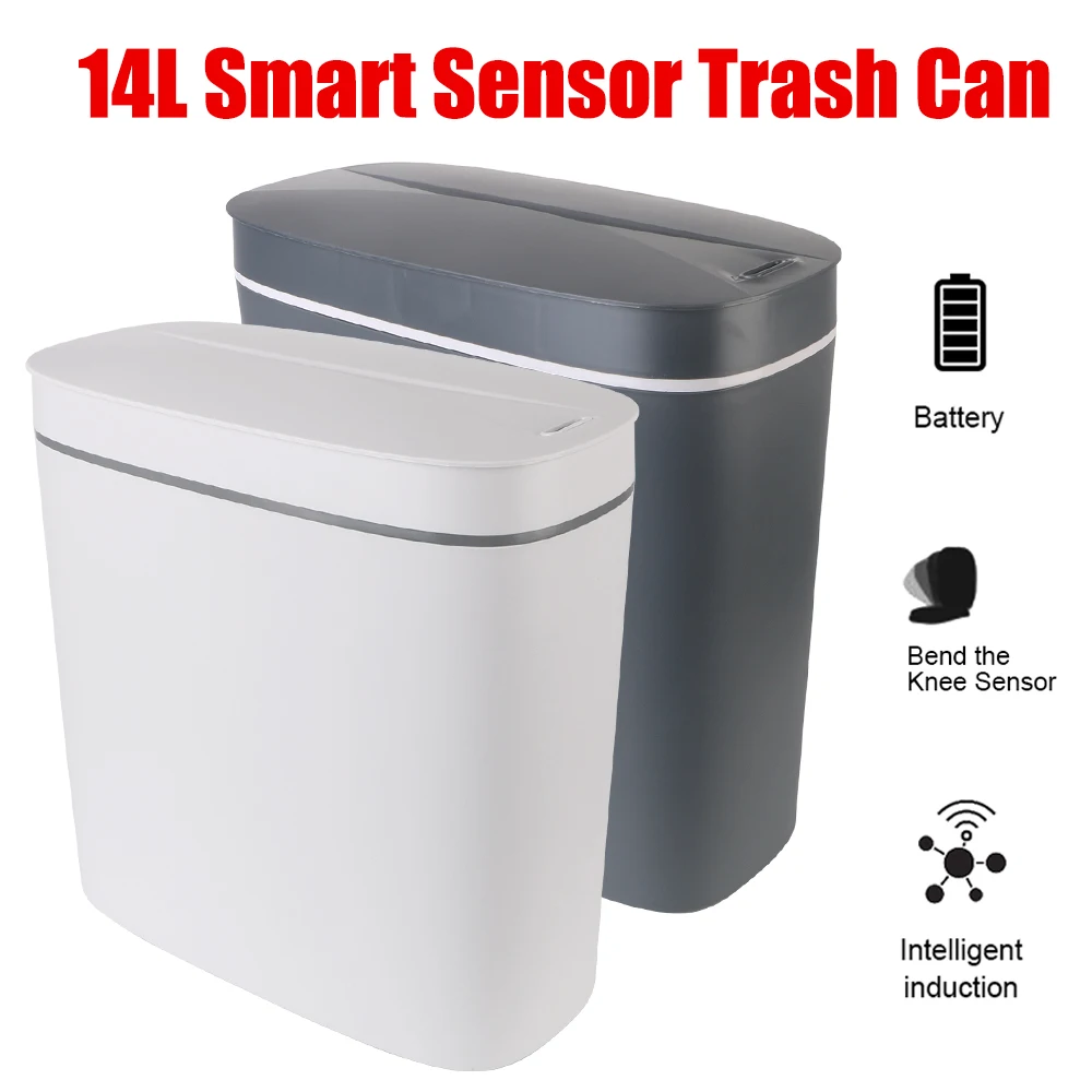 14L Touchless Trash Bins Narrow Seam Automatic Garbage For Bucket Kitchen Toilet Smart Sensor Trash Can Waterproof 
14L Touchless Trash Bins Narrow Seam Automatic Garbage For Bucket Kitchen Toilet Smart Sensor Trash Can Waterproof