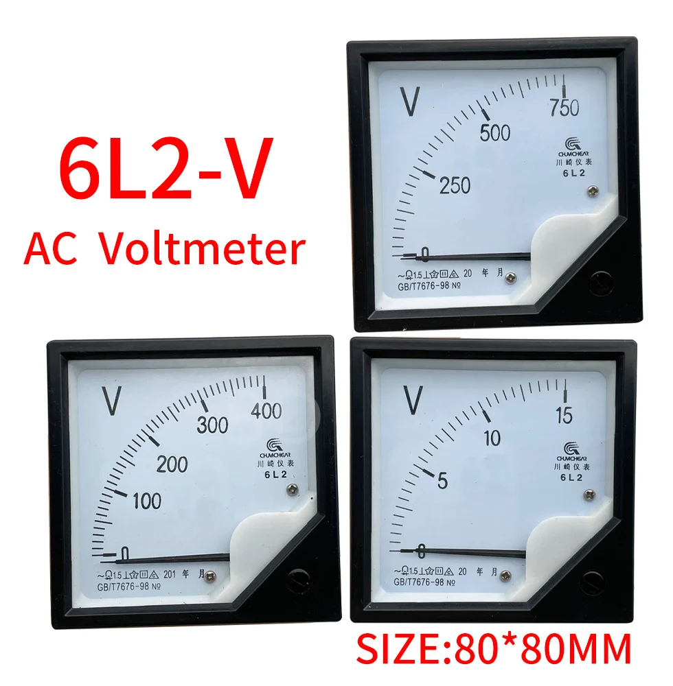 

6L2-V Analog Meter Panel Gauge AC Voltage Current Meter 80*80MM Voltmeter Voltimetro Pointer250V 300V 450V 500V 750V AC