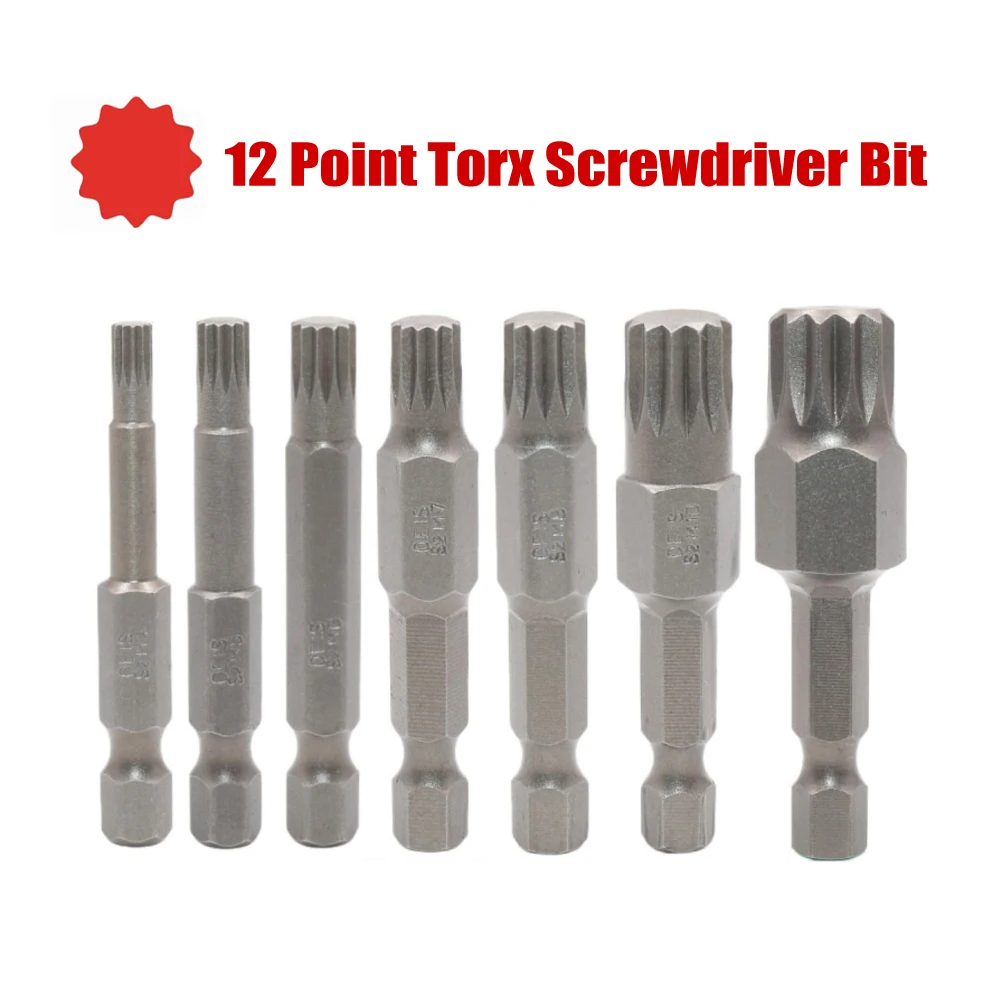 50mm 12 Point Torx Screwdriver Bit 6.35mm Hex Shank Magnetic Screwdriver Bit M5 M6 M7 M8 M10 Workshop Power Tools
50mm 12 Point Torx Screwdriver Bit 6.35mm Hex Shank Magnetic Screwdriver Bit M5 M6 M7 M8 M10 Workshop Power Tools