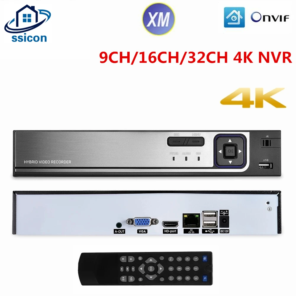 

H.265 4K 8MP IP NVR 9CH 16CH 32CH XMEye APP CCTV Security Network Video Recorder For IP Camera System Kit