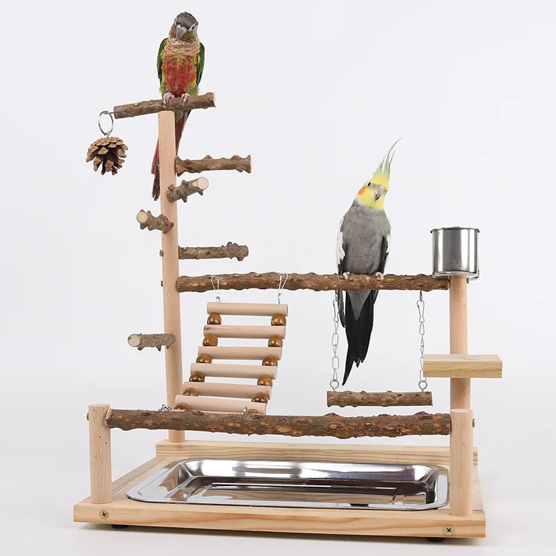 

Bird Swing Toy Pepper Wood Multi Layer Parrot Station Stand Bird Playground Parrot Playpen Stand Ladder for Budgie