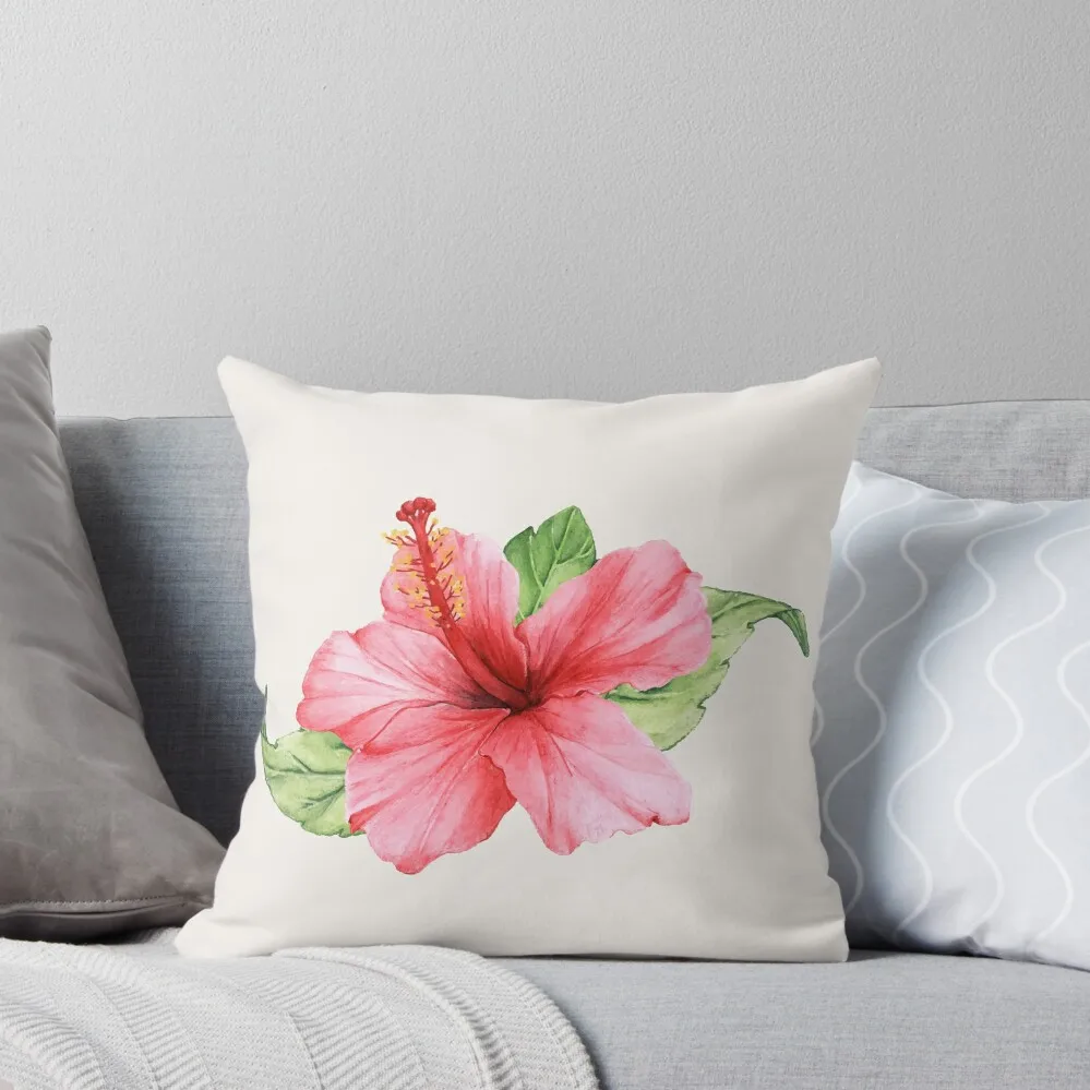 

Pink Watercolor Hibiscus Flower Throw Pillow Pillow Case Couch Pillows Christmas Covers For Cushions