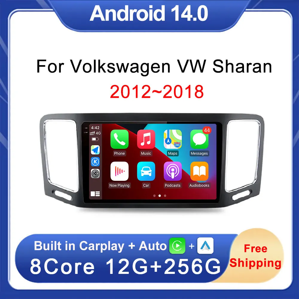 

Car Radio 9'' Android 14 For Volkswagen VW Sharan 2012~2018 Multimedia Player Stereo Octa Core 4G Carplay DSP 2.5D IPS Screen