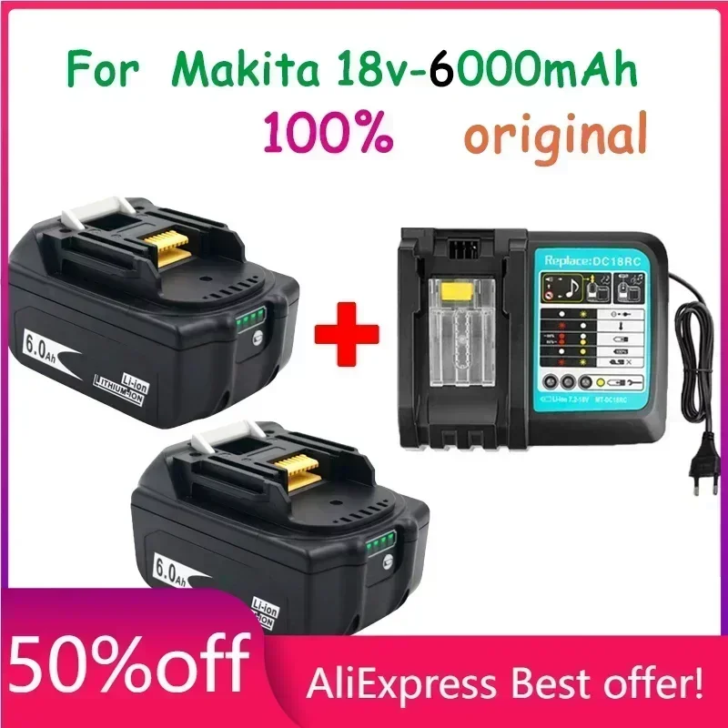 WIth Charger BL1860 Rechargeable Battery 18 V 6000mAh Lithium Ion for Makita 18v Battery 6ah BL1840 BL1850 BL1830 BL1860B LXT400
WIth Charger BL1860 Rechargeable Battery 18 V 6000mAh Lithium Ion for Makita 18v Battery 6ah BL1840 BL1850 BL1830 BL1860B LXT400