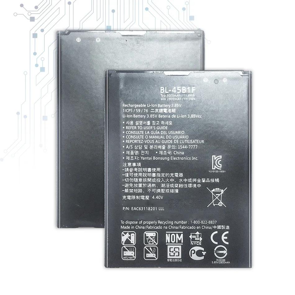 

Battery 3000mAh for LG V10 H910 VS990 BL-45B1F For Stylo 2 K540 LS775 MS550 K550