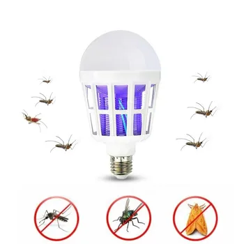 220V 15W LED 전구 모기 킬러 램프 2 In 1 모기 트랩 곤충 킬러 전구 플라이 버그 Zapper 야간 조명 아기용