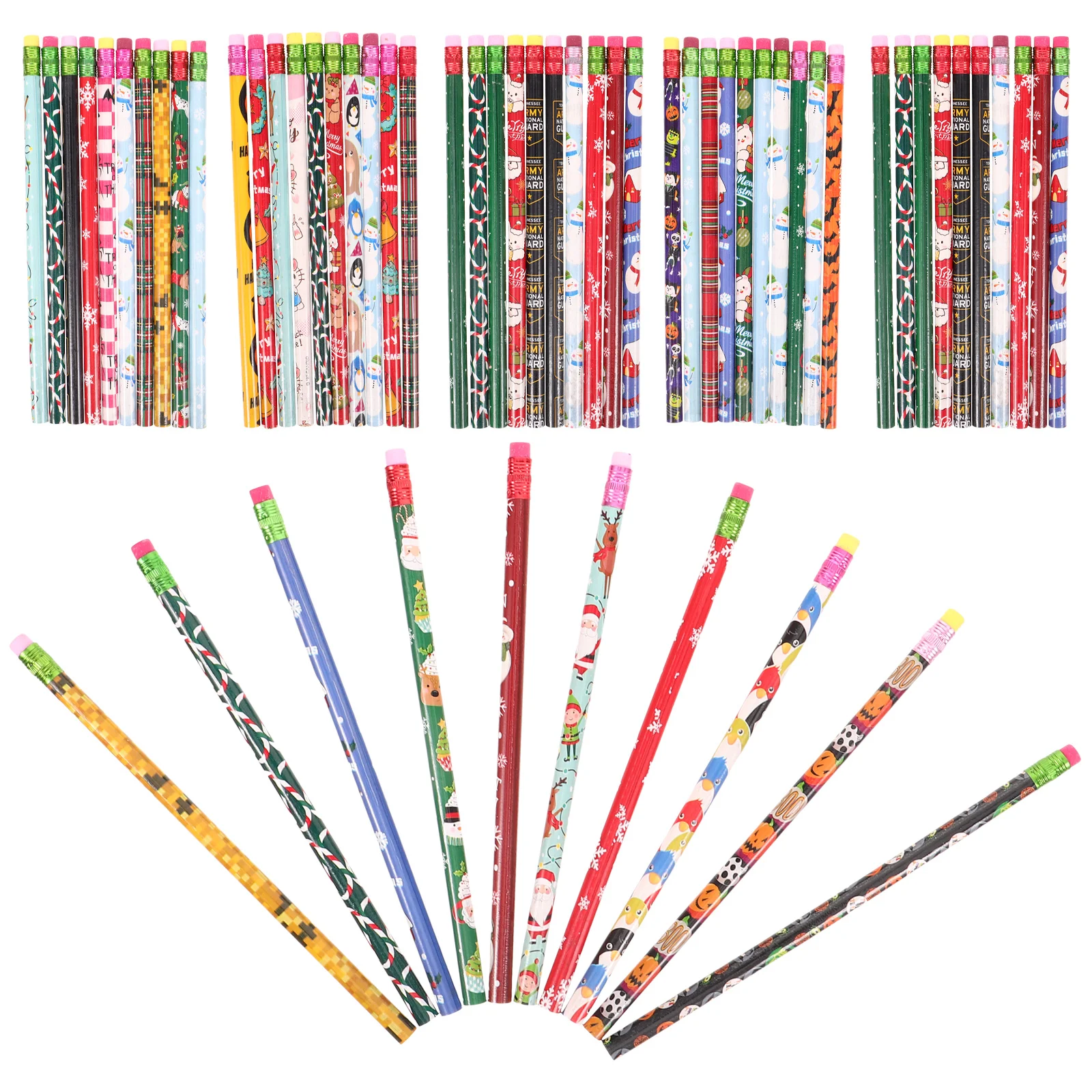 

Christmas Writing Pencils with Erasers Adorable Students Cartoon Painting Pencils Stationery for School Random Color