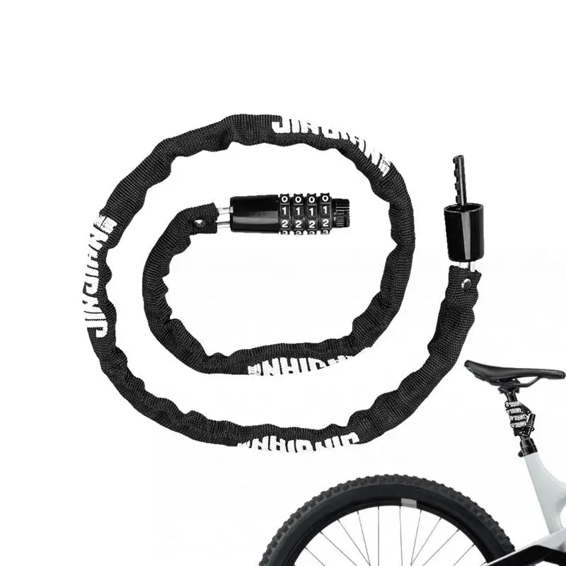 

Bicycle Locks Heavy Duty Anti Theft Bike Lock Combination 3.28ft Long Chain Locks 4 Digit Resettable Keyless Security Bike Locks