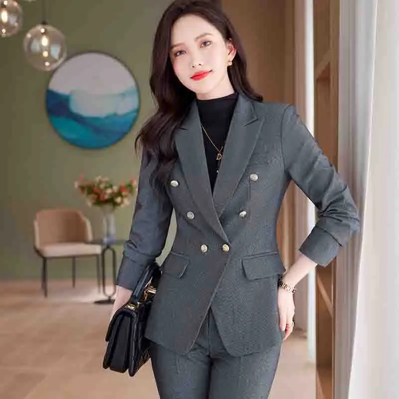 

Business Suit Women's 2023 Autumn and Winter New Long-Sleeved Small Suit Jacket Hotel Manager Tooling Jewelry Shop Workwear