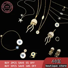 Fashion S925 Sterling Silver Sea jellyfish starfish women's fashion sweater chain ring earring bracelet, jewelry
Fashion S925 Sterling Silver Sea jellyfish starfish women's fashion sweater chain ring earring bracelet, jewelry