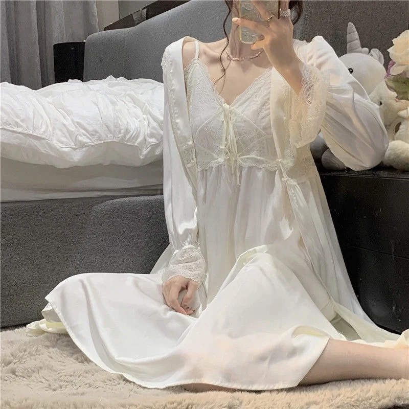 2022 New Style Pajamas Autumn Morning Gowns Lace Nightgown Pure for Camisole Long Sleeve Tracks Tracksuit Women 's Robe Sets
2022 New Style Pajamas Autumn Morning Gowns Lace Nightgown Pure for Camisole Long Sleeve Tracks Tracksuit Women 's Robe Sets