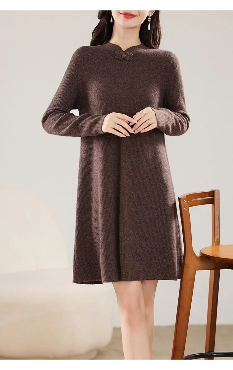 فستان نسائي طويل محبوك ، صوف ميرينو ، فستان تنحيف ، الأكثر مبيعًا في الشتاء والخريف ، جديد فستان نسائي طويل محبوك ، صوف ميرينو ، فستان تنحيف ، الأكثر مبيعًا في الشتاء والخريف ، جديد