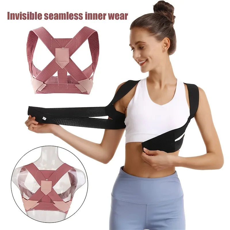 1pc Women Adjustable Elastic Back Support Belt, Chest Posture Corrector, Shoulder Brace, Invisible Body Shaper Corset
1pc Women Adjustable Elastic Back Support Belt, Chest Posture Corrector, Shoulder Brace, Invisible Body Shaper Corset
