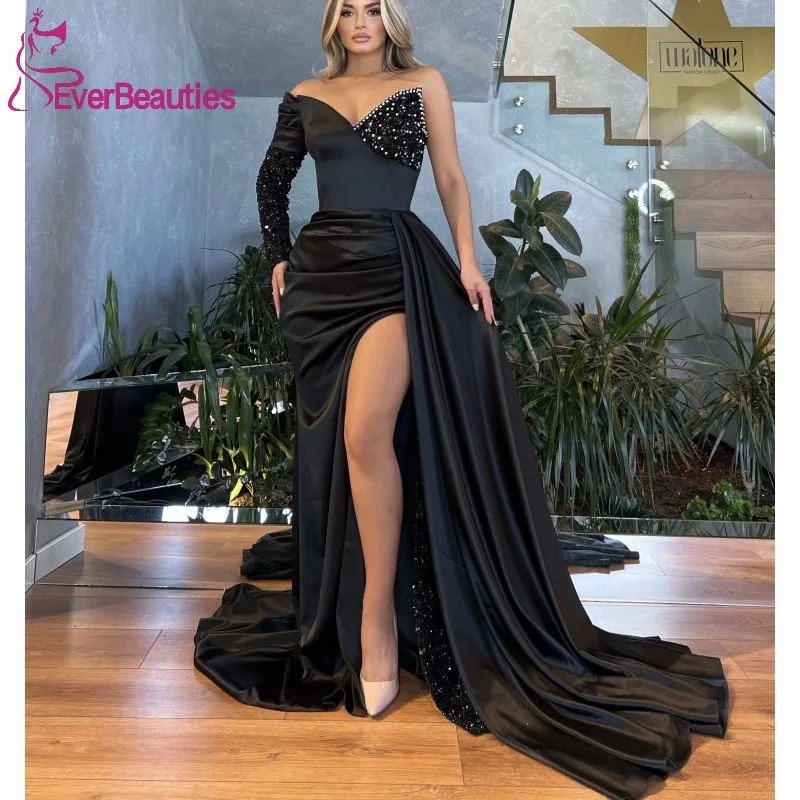 Long Sleeves Prom Dresses Mermaid Satin Beaded Formal Dresses Plus Size Maxi Dresses with Slit Vestidos Elegantes Para Mujer
Long Sleeves Prom Dresses Mermaid Satin Beaded Formal Dresses Plus Size Maxi Dresses with Slit Vestidos Elegantes Para Mujer