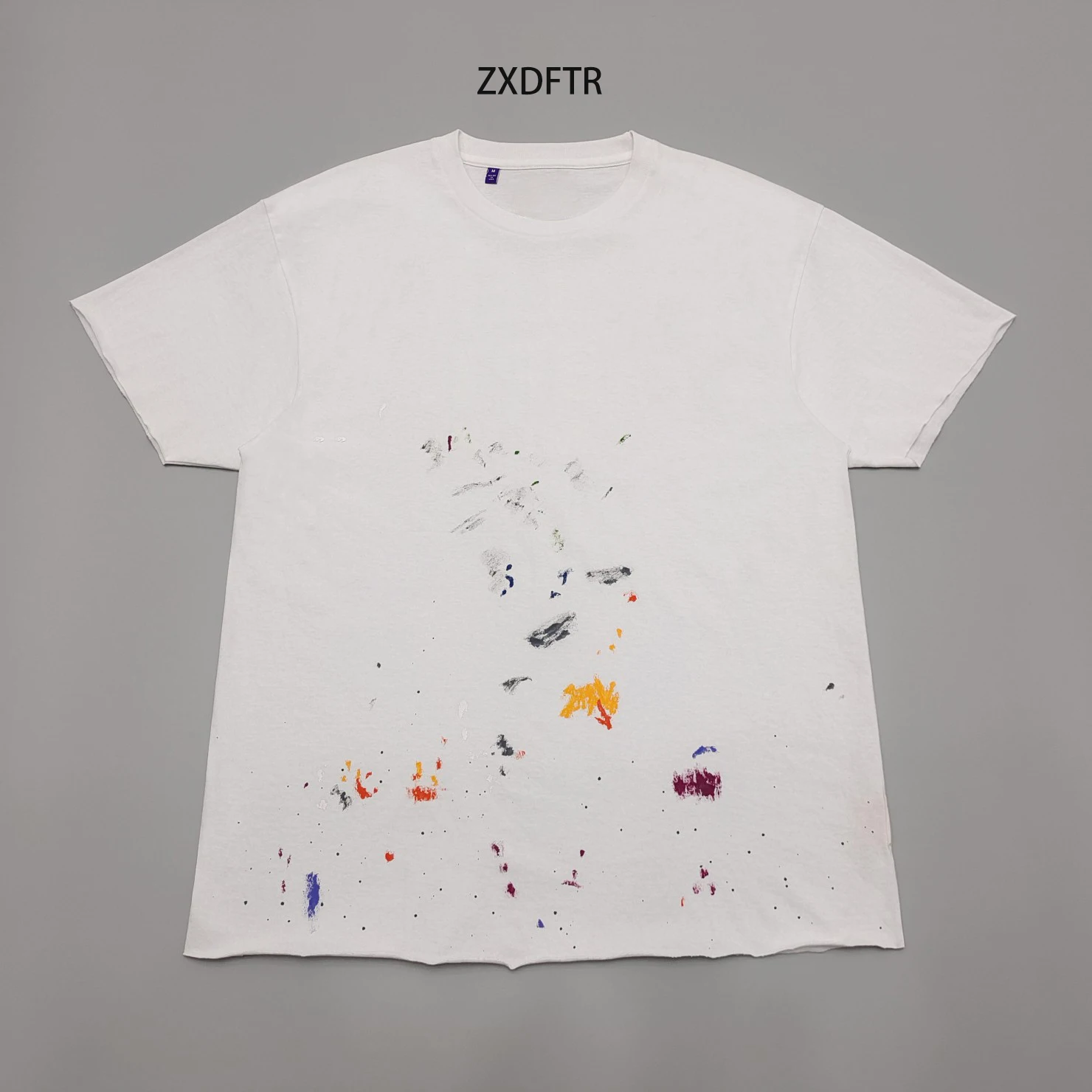 

ZXDFTR GD 23SS Summer Men's Vintage Cotton High Street Hip Hop Y2K Tee Paint Short Sleeves