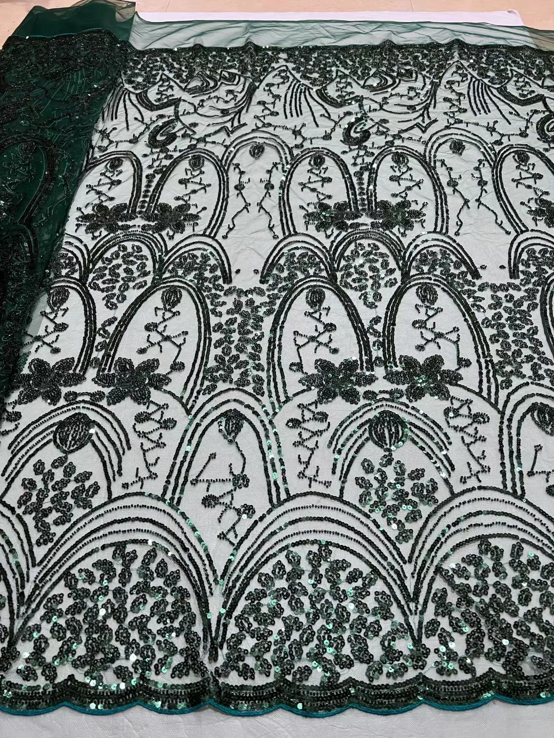 

2023 уникальная африканская зеленая кружевная ткань ручной работы с блестками, нигерийская Роскошная Тюлевая ткань с бусинами для женщин, платья для свадебной вечеринки, шитье