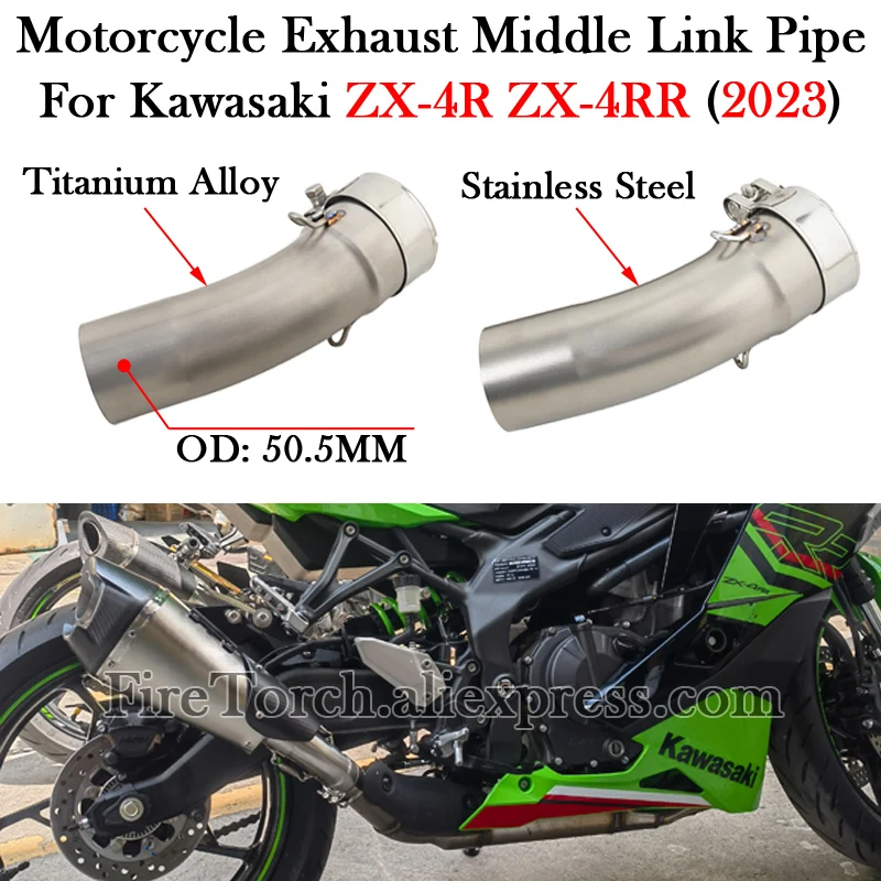 

Slip-On For Kawasaki ZX4R ZX4RR ZX-4R ZX-4RR ZX RR 2023 Motorcycle Exhaust System 51MM Muffler Tube Escape Moto Middle Link Pipe