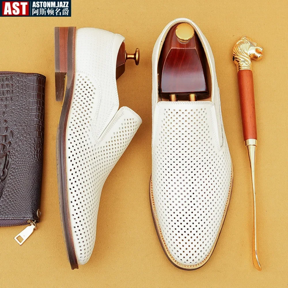 Men's Leather Shoes Hollow Out Men's Summer Slip-on Moccasins Casual Shoes Soft Sole Breathable Round Toe British Dress Shoes
Men's Leather Shoes Hollow Out Men's Summer Slip-on Moccasins Casual Shoes Soft Sole Breathable Round Toe British Dress Shoes