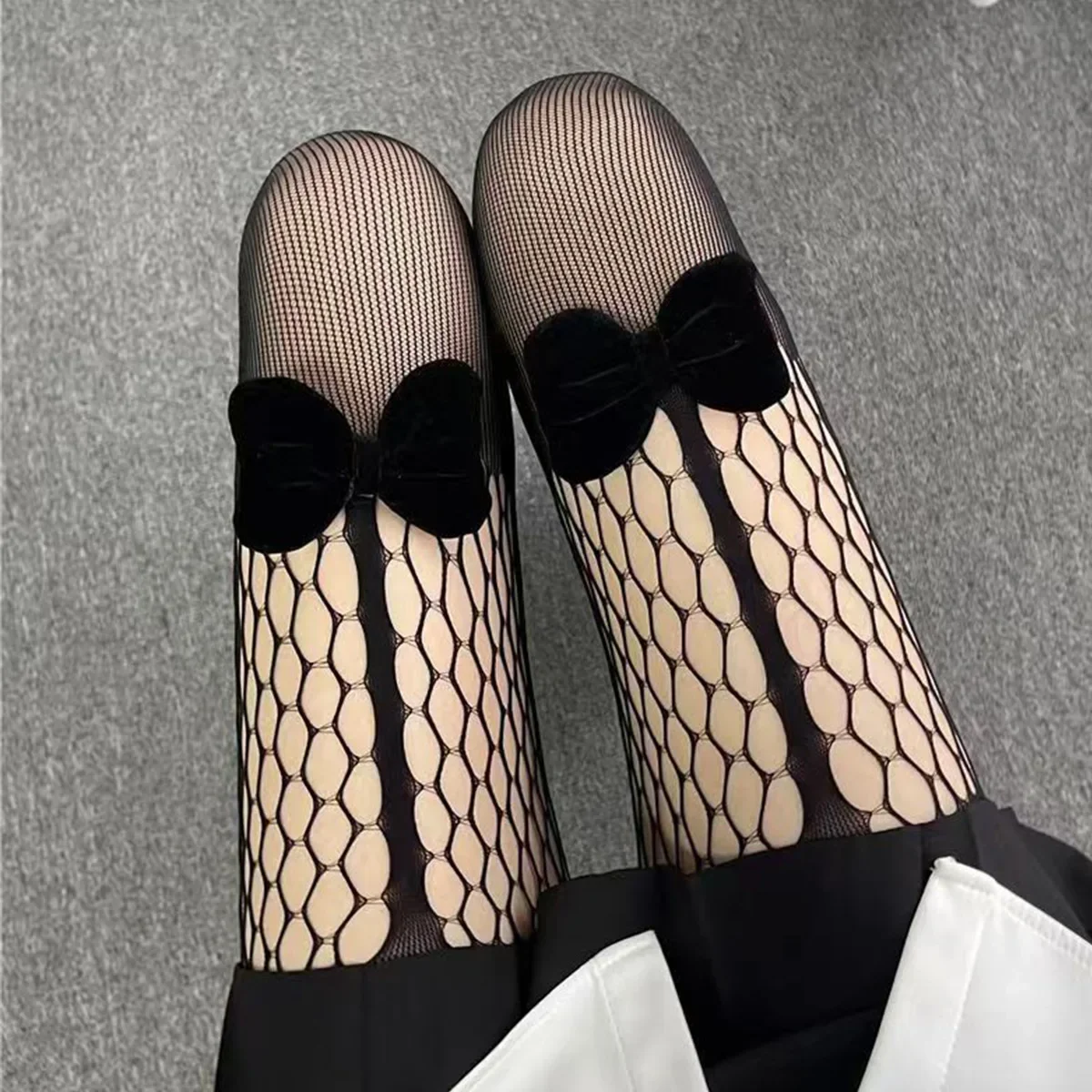 

Pantyhose Japanese Party Fishnet Black Tights Bowknot JK Mesh Lolita Hole Big Size Sexy Sheer Girl Maid Women Cute Dance Hosiery