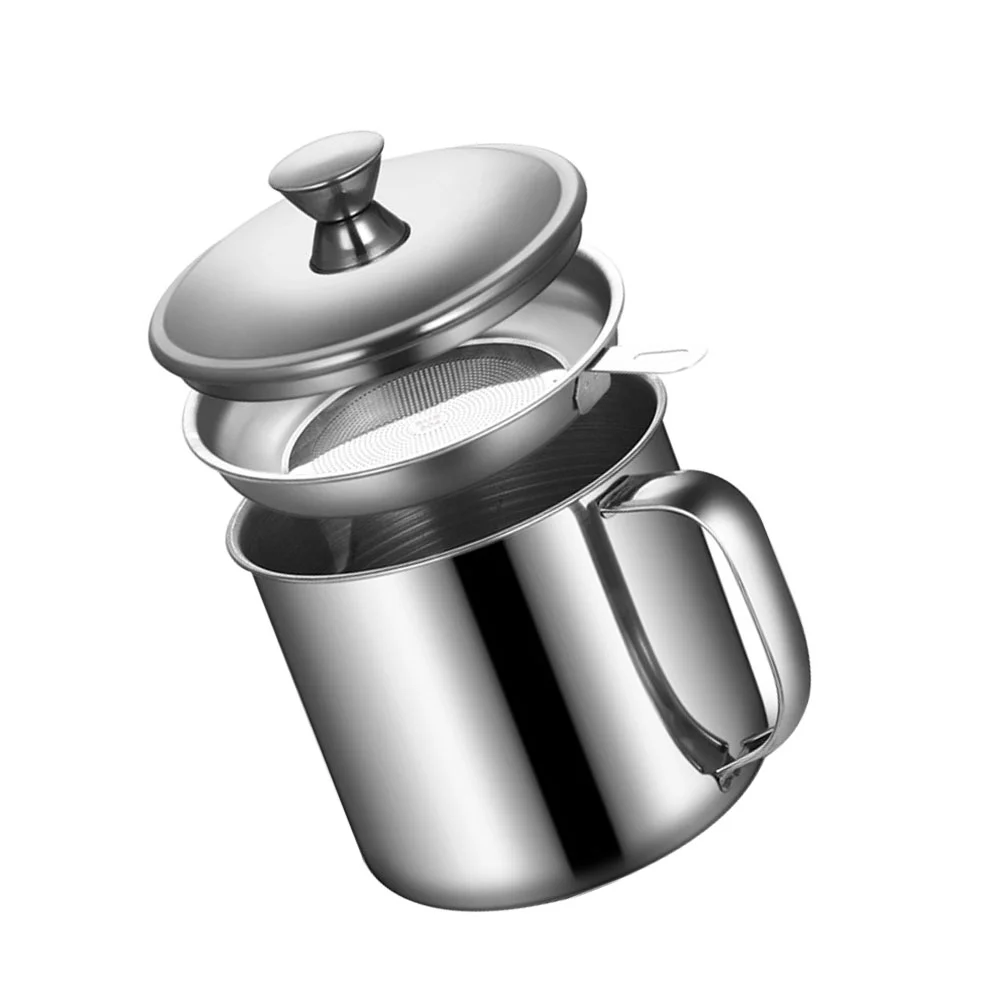 Oil Strainer Jug Stainless Steel Filter Cup Food Containers with Lids Grease Separating
Oil Strainer Jug Stainless Steel Filter Cup Food Containers with Lids Grease Separating