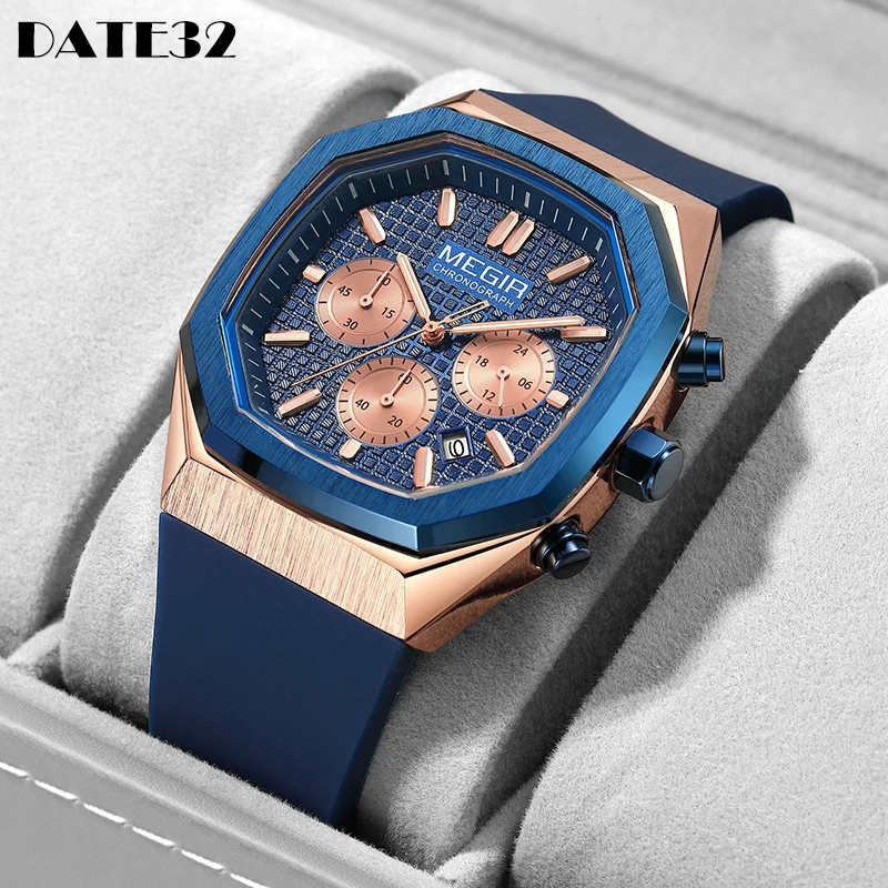 Sports Quartz Watch for Men Chronograph Orologio Male Blue Wristwatch Luminous Hands Silicone Strap Date 24-hour Display Clock
Sports Quartz Watch for Men Chronograph Orologio Male Blue Wristwatch Luminous Hands Silicone Strap Date 24-hour Display Clock
