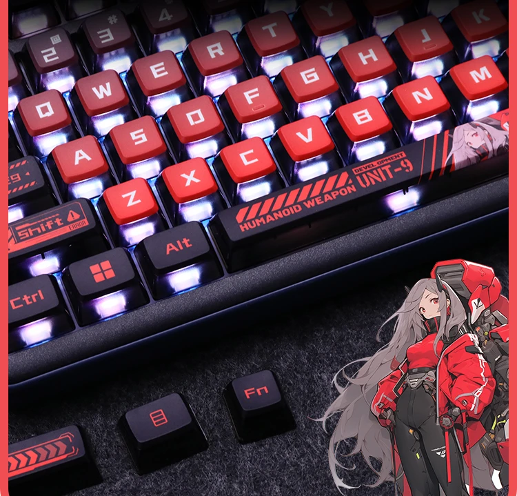 

117 Keys/Set Red Keycaps Anime Games Arwit Keycaps Beauty Girl PBT Key Caps ASA Height for MX Switch DIY Mechanical Keyboards