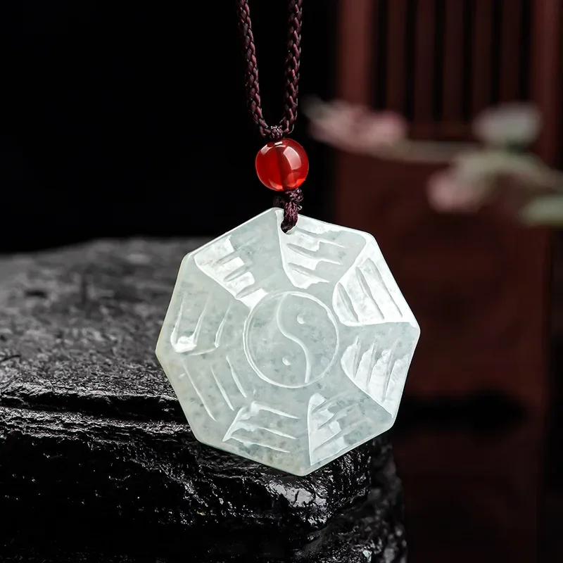 

Burmese Jade Tai Chi Pendant Natural Jadeite Necklace Charms Accessories Jewelry Man Emerald Gifts for Women White Pendants Men
