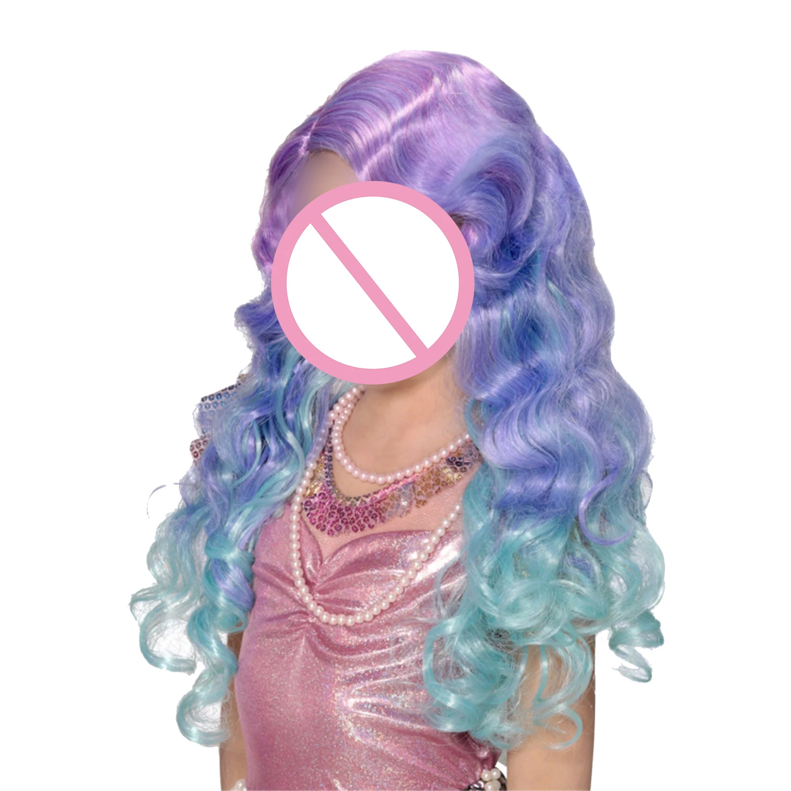 

Kids Girls Wigs Mermaid Fairy Princess Cosplay Accessories Rainbow Gradient Color Curly Wavy Long Hair Wig for Halloween Party