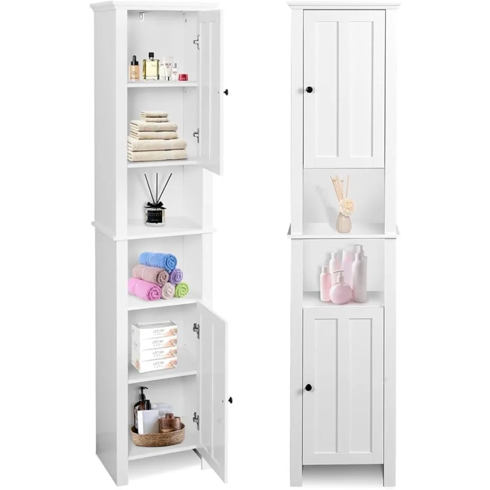 

Tall Bathroom Storage Cabinet Floor Standing Freestanding Linen Tower 15.7X 11.8X 66.9 Inches Freight Free Home Furniture Vanity