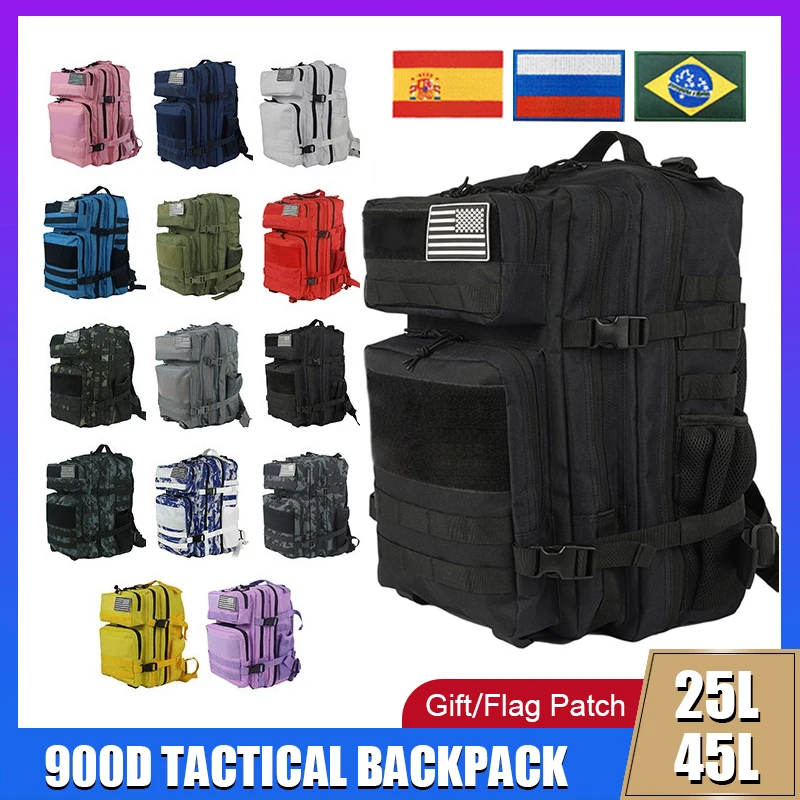 

25L 45L 3P Military Tactical Backpack for Women Man Camping Hunting Nylon Bags Outdoor Trekking Climbing Pack Rucksacks Mochila
