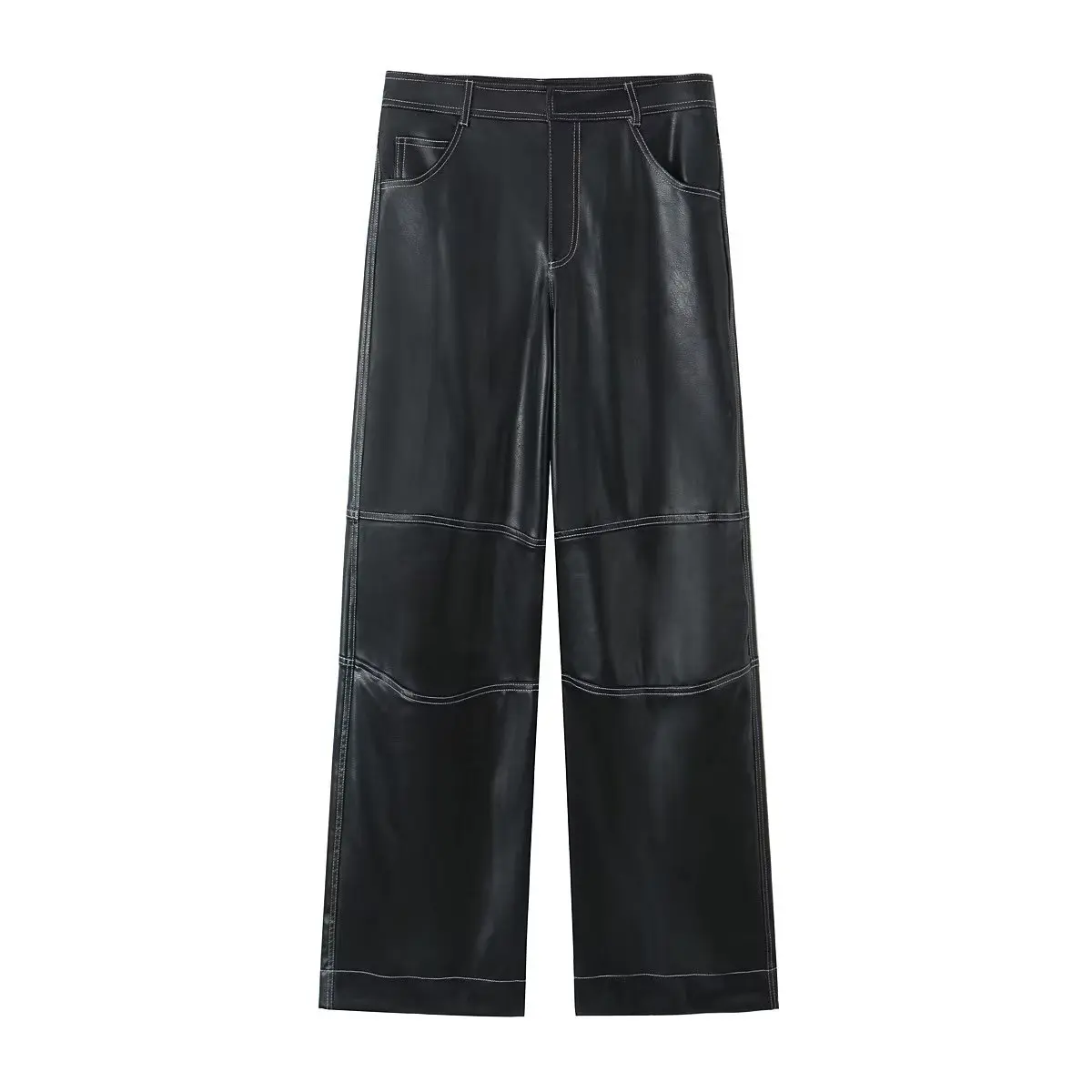 Women New Fashion Trimmed Imitation Leather Wide Leg Pants Vintage Mid-Waist Pocket All-Match Casual Chic Female Trousers Mujer
Women New Fashion Trimmed Imitation Leather Wide Leg Pants Vintage Mid-Waist Pocket All-Match Casual Chic Female Trousers Mujer