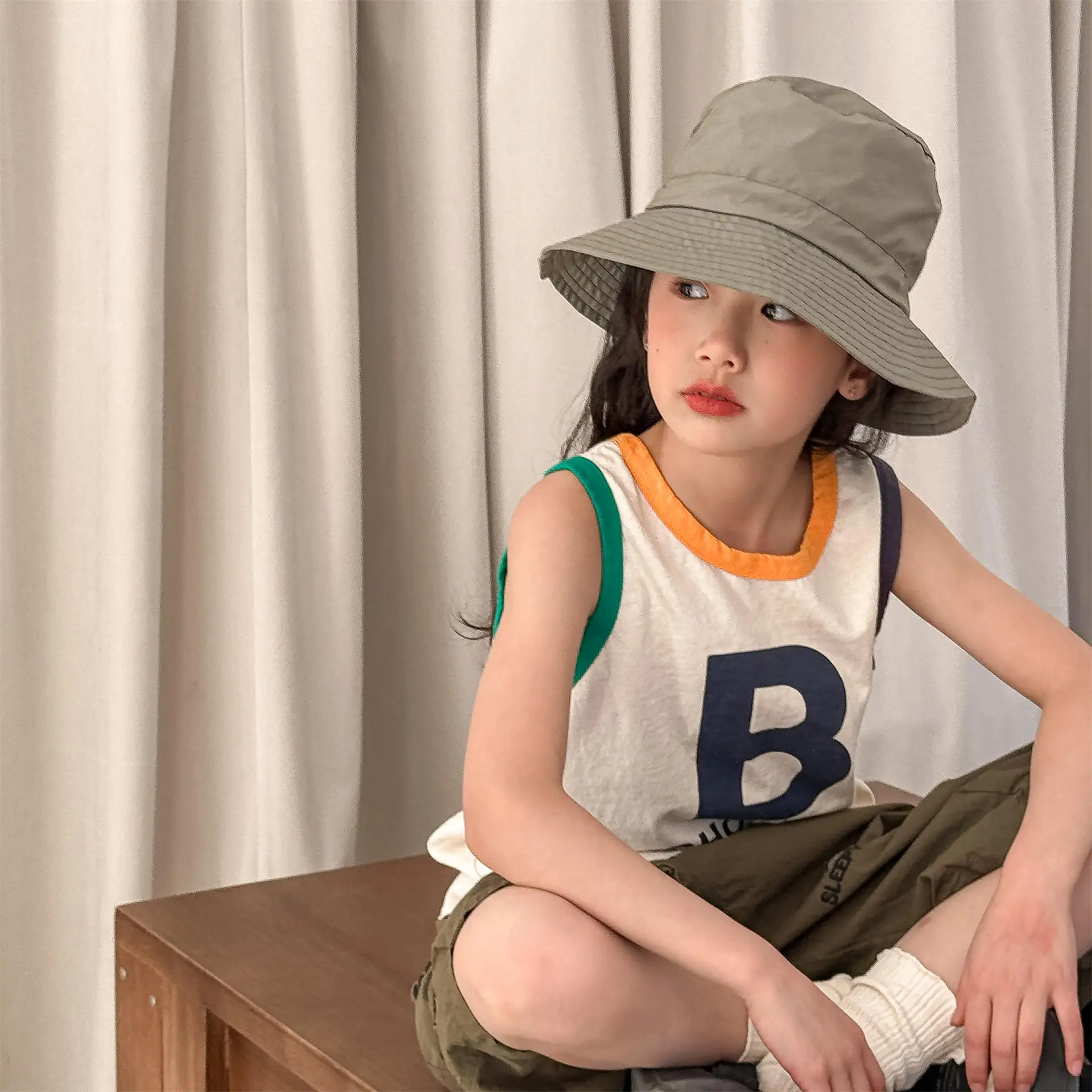 2025 Summer New Girls Sleeveless Vest Letter Print Boys T Shirts Cotton Children Casual Tops Loose Kids Tee Infant Clothes 16 S1c1155e4e9cb4d8b916f625d0dee2bf42