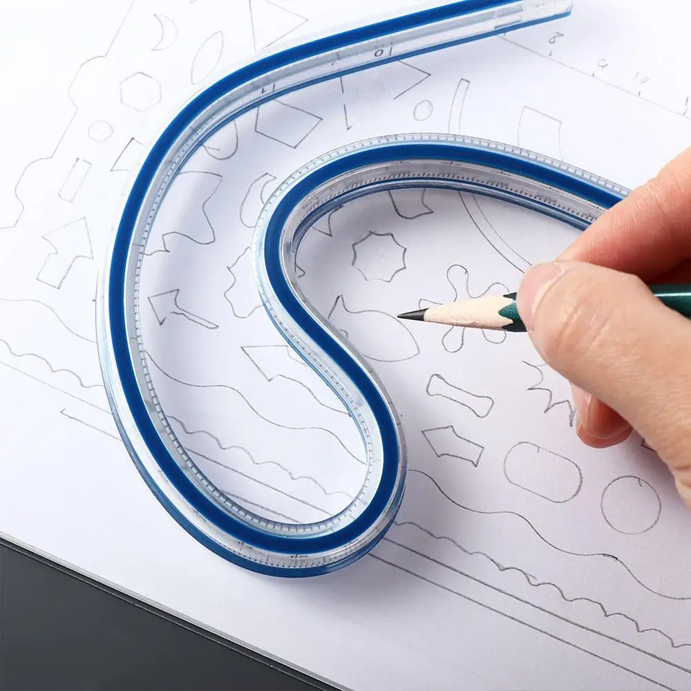 

1pcs Flexible Curve Ruler Drafting Drawing Tool Serpentine Plastic School office supplies 30cm