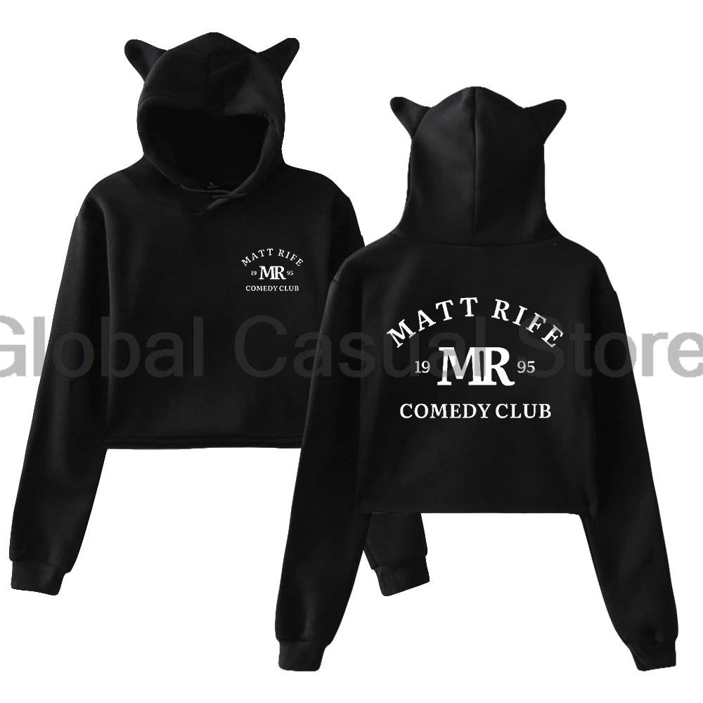 

Matt Rife Comedy Club Merch Pullover Classic MR Logo Cat Ears Hoodie Long Sleeve Crop Top Women's Clothes