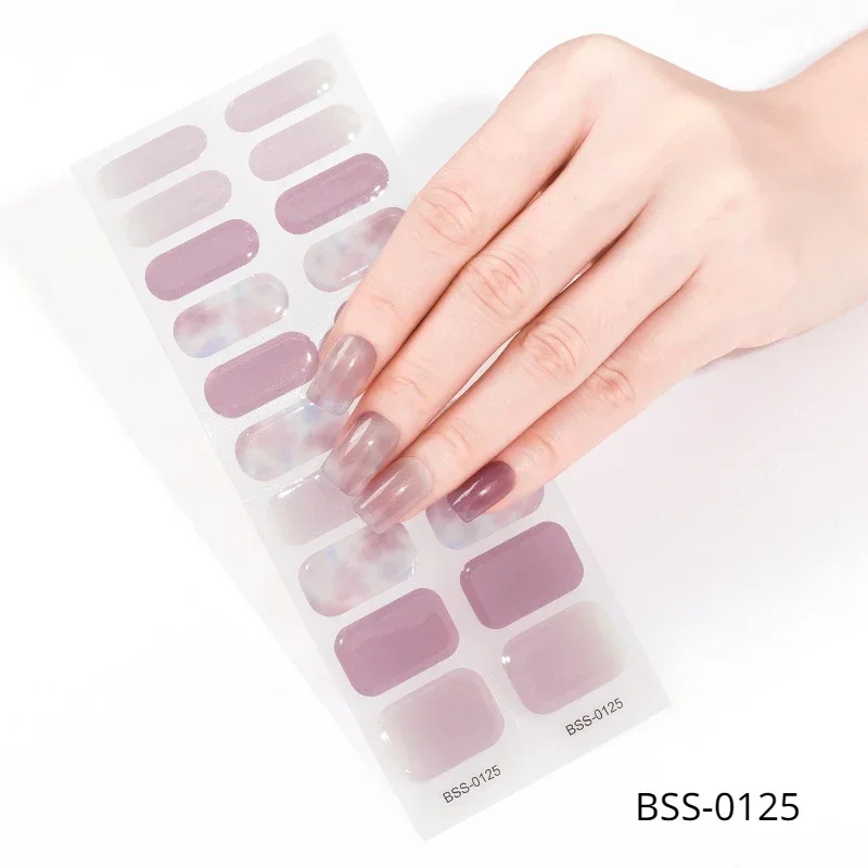 

1Sheet Semi Cured Gel Nail Stickers Set for UV Lamp Full Cover Manicure DIY Women Fashion Nail Art Decoration Gel Nail Wraps