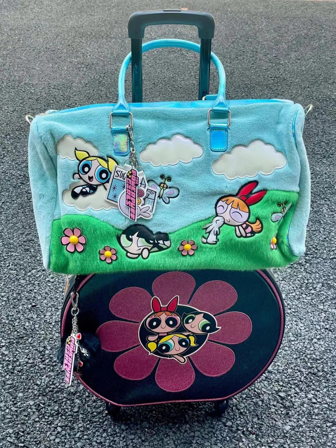 

New Miniso Handbag Kawaii The Powerpuff Girls Blossom Bubbles Buttercup Plush Large Capacity Shopping Bag Cartoon Travel Bag