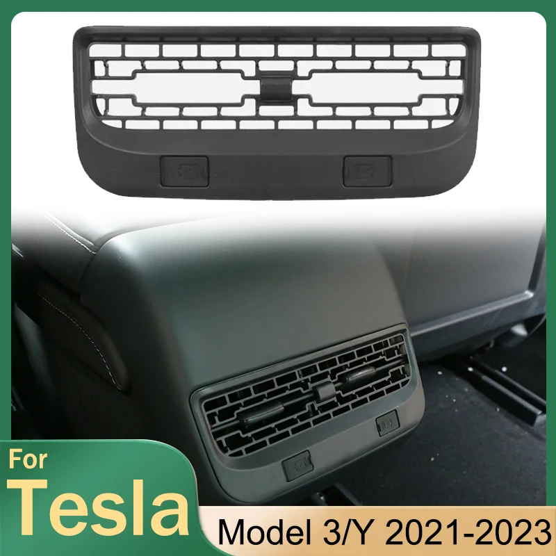 

For Tesla Model 3 Y Rear Air Outlet Trim Protective Vent Cover ABS Conditioner Outlet Filter Cover Frame Car Accessories 2023