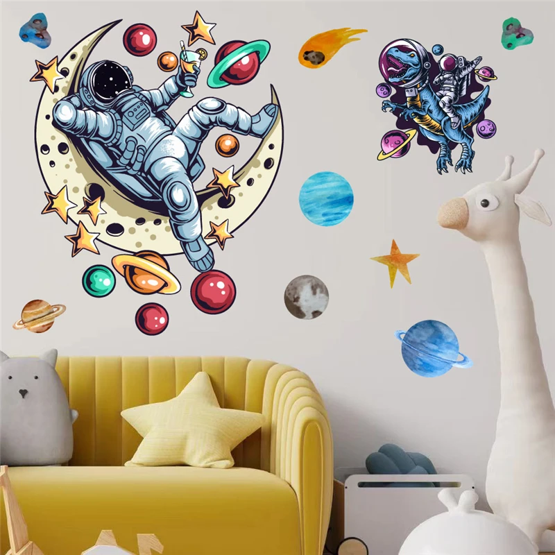 Happy Astronaut Wandering In Space Wall Stickers For Home Decoration Planet Star Moon Mural Art Diy Kids Room Decals Pvc Posters
Happy Astronaut Wandering In Space Wall Stickers For Home Decoration Planet Star Moon Mural Art Diy Kids Room Decals Pvc Posters
