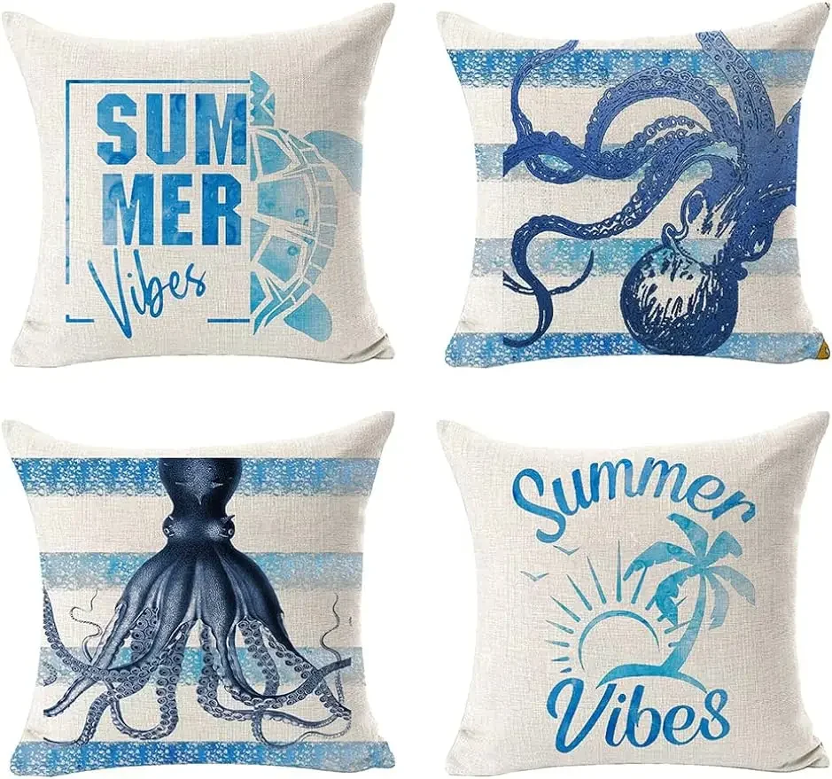 Summer vibes blue ocean art striped animals octopus linen decoration home office throw pillowcase sofa cushion cover
Summer vibes blue ocean art striped animals octopus linen decoration home office throw pillowcase sofa cushion cover
