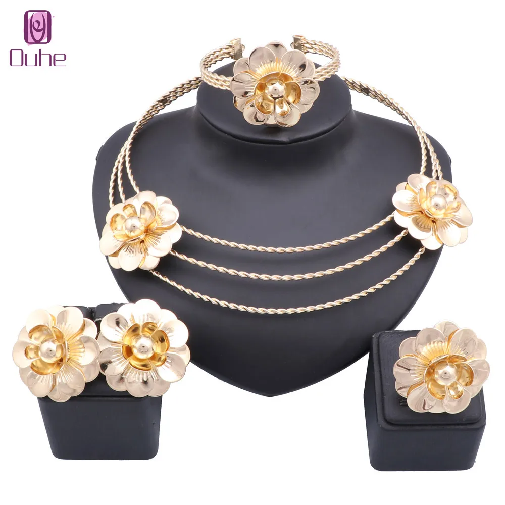 Brazil Gold Color Jewelry Sets For Women Dubai Fashion Necklace Earrings Ring Bangle Set Bride Wedding Party Gift
Brazil Gold Color Jewelry Sets For Women Dubai Fashion Necklace Earrings Ring Bangle Set Bride Wedding Party Gift